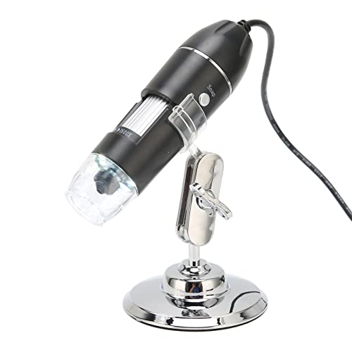 Photo de Septpenta Microscope Numérique USB 3 en 1 en Plastique Résistant à l'usure, 8 Lumières LED, Grossissement 50X‑1600X, Luminosité Réglable, Rotation à 360° pour Windows pour Android