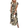 WIHOLL Summer Dresses Cap Sleeve Crewneck Maxi Long Casual Dress with Pockets Beach Vacation Sundresses 2026 Trendy
