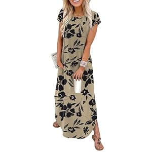 WIHOLL Summer Dresses Cap Sleeve Crewneck Maxi Long Casual Dress with Pockets Beach Vacation Sundresses 2026 Trendy