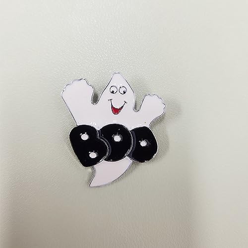 Image of Enamel Boo Halloween Brooch Pin for Women Girls Men Fashion Cute Ghost Demon Round Rhinestone Brooches Badges Lapel Pins Fun Holiday Festival Ornament Hat Bag Suit Dress Accessories Jewelry Gift (Black White)
