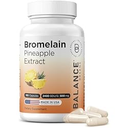 Balancebreens Bromelain 500mg Veggie Capsules – 2400 GDU Pineapple Extract Supplement for Joint Support, Natural Swelling Support, and Healthy Digestion – 180 Capsules Made in USA