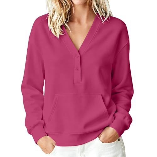 Plus Size Oversized Sweatshirt Sweatshirt For Women Fall Winter Lightweight Half Button Pullover Tops Casual Loose Fit Long Sleeve V Neck Sweatshirts Drsl Capsule Wardrobe Plus Size Early Fall Fashion