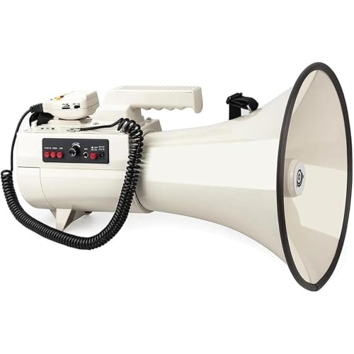 Yubbuio ハンディメガホン 拡声器スピーカー ハンドヘルドメガホン 75 W SD メモリカードリーダー 録音およびサイレン付き拡声器スピーカー USB フラッシュ Aux 入力メガホン 屋外用 運動会 避難訓練 演説 消防