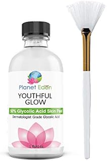 Planet Eden 50% Glycolic Acid Skin Chemical Peel Kit with Fan Brush- Excellent for Fine Lines, Wrinkles, Sun Damage, Scars, Dull Skin