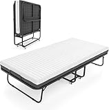MOLKEI Folding Bed with Memory Foam Mattress, 75' x31” Rollaway Guest Bed for Adults, Space Saving Portable Cot Size Metal Frame Foldable Bed with Mattress