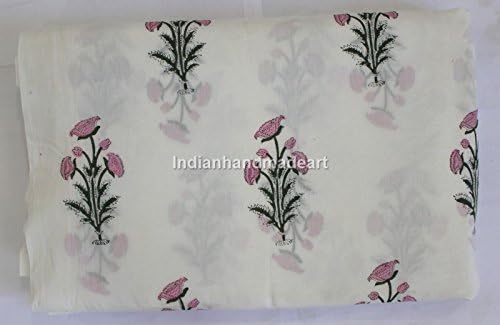 KHUSHI HANDICRAFTHand Block Print Fabric Pure Cotton Handmade Running Kurti Sanganeri Print Fabric