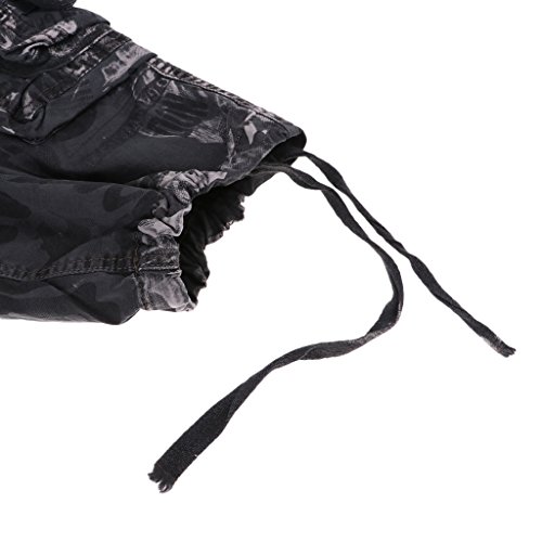 YIJU Calça Curta Masculina Tática Ao Ar Livre Calças de Combate Vintage Roupas de Trabalho - Cinza 3