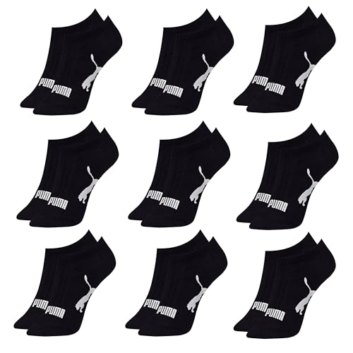 PUMA Kit 9 Pares Meia Invisível Sapatilha Adulto Feminina, 9 Preto, 34-39
