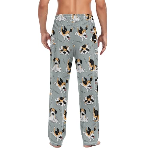 Beagle Woof Dog Mens Pajama Pants Animal Puppy Pug Lounge Bottoms Soft Sleep Pants L4