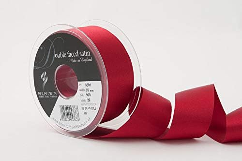 Berisfords Double FACE Poly Satin Ribbon, BlackBerry, 15 mm