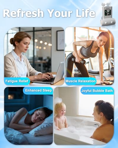 Tipkook Bath Jet Spa, IPX8 Waterproof Rechargeable Bath Machine for Tub with 13000 mAh, LED Display, 5 Speed Modes,3 Bubble ModesJet for Home Spa, Relaxing,Valentine's Day Gift(Beige) - Image 7