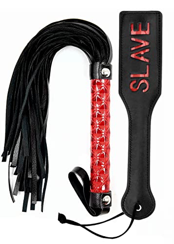 MILOPEDOX Adult Whip Paddle - Horse Whip Faux Leather - Black Faux Paddle Role Play Set