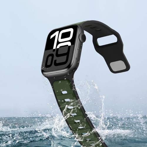 Anlinser Bands Compatible with Apple Watch Band for Women Men 42mm 41mm 40mm 38mm, Soft Sport Loop Waterproof Strap for iWatch Series 11/10/9/8/7/6/5/4-1 SE, Army Green - image 3