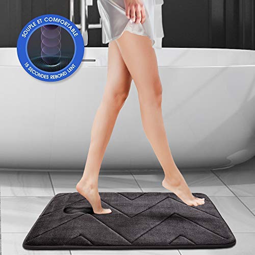 Masthome Tapis de Bain en Mousse à Mémoire de Forme Super Absorbant Tapis de Salle de Bain Antidérapant Lavable en Machine 50 cm x 80 cm