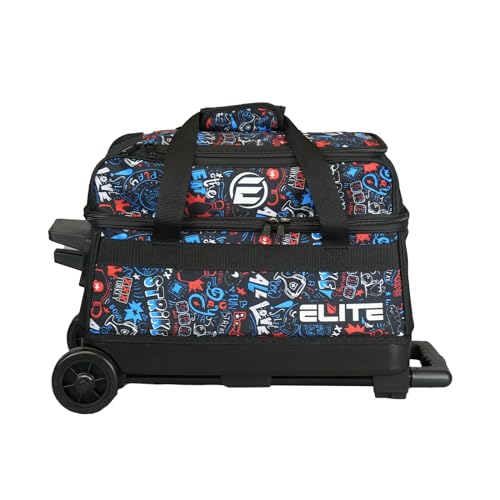 ELITE Basic Double Roller Bowling Ball Bag With Rolling Wheels | Stylish Graffiti-Style Design | Durable Bowling Bags With Ample Storage | Double Bowling Ball Bag (Bowling Graffiti) by ELITE - Image 4