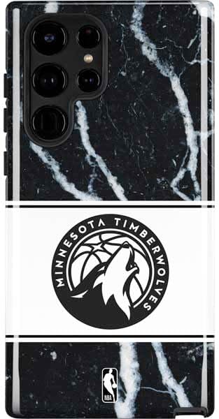 Skinit Impact Phone Case Compatible with Galaxy S24 Ultra - Officially Licensed NBA Minnesota Timberwolves Marble Design