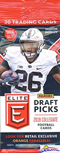 2018 Panini Elite Draft Picks NFL Football EXCLUSIVE HUGE Factory Sealed Jumbo Fat PACK!Look for Rookies & Autographs of Baker Mayfield, Saquon Barkley, Sam Darnold, Josh Rosen & Many More! WOWZZER