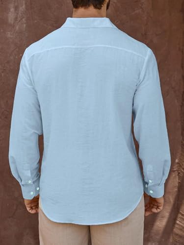 Image of Men's Casual Button Down Shirts Long Sleeve Linen Touch Textured Shirt Wrinkle Free Fashion Casual Vacation Beach Summer Shirt (1001)