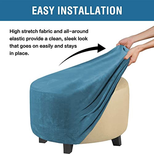 Housse de repose-pieds extensible bleu clair lavable pour pouf