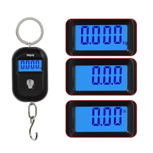 8pcs Portable Mini LCD Digital Hanging Scale, 25kg/5g Precision Weighing for Fishing, Travel & Home Use - Electronic Handheld Scale