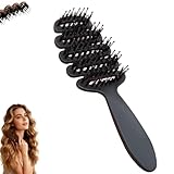 Borstenhaarbürste, glättende Rückenhaarbürste für Frauen, glättende Dual-Style-Haarbürsten mit Fluff-Up, reduziert Frizz und statische Aufladung, verleiht natürlichen Glanz (D#)