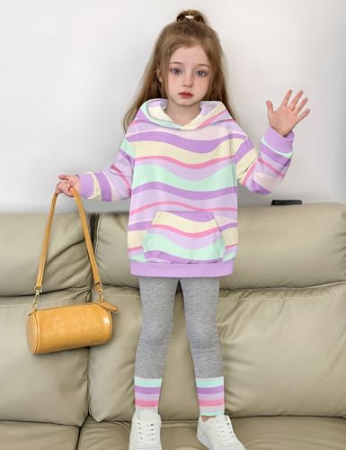 Toddler Girl Clothes Tie-Dye Stripe Color Block Toddler Girls Clothes Little Girls Kids 2pcs Outfits Hoodie Leggings