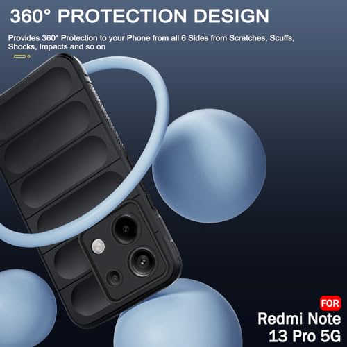 Image of TheGiftKart Liquid Silicon Back Cover Case for Mi Redmi Note 13 PRO 5G | Shockproof Military Grade Protection | Micro-Fibre Cloth On Inner Side | Anti-Slip Grip Redmi Note 13 Pro Cover (TPU, Black)