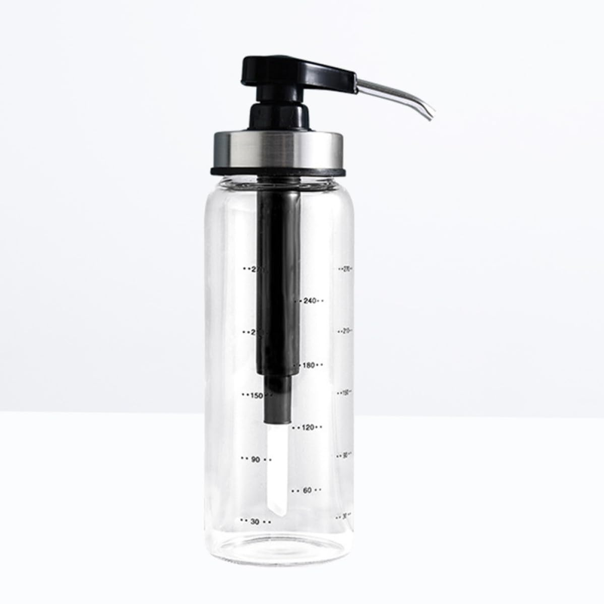 Beavorty Dispenser Marmellata in Vetro Pompa Dosatore in Acciaio Inox e Pp, Contenitore Ermetico da 300ml per Party e Conservazione in Armadio