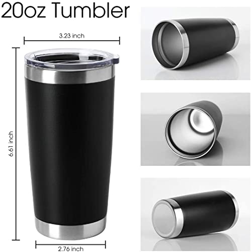 Hasle Outfitters 20Oz Tumblers Stainless Steel Mugs With Lid Double Wall Vacuum Insulated Coffee Cups For Cold & Hot Drinks (20Oz-Black, 12 Pack) #TOP1