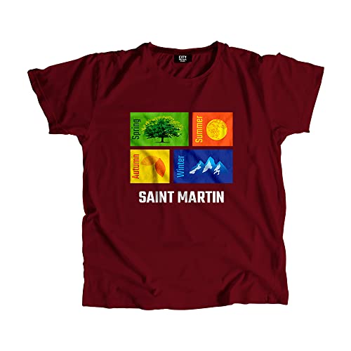 T-shirt Saint Martin bordeaux unisexe pour un style casual au quotidien