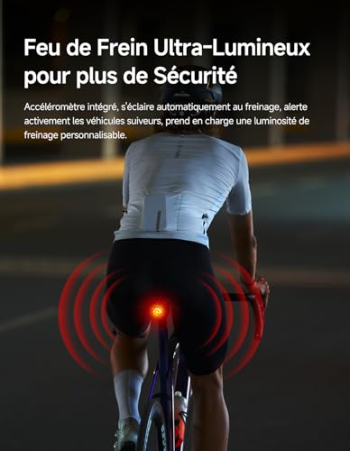 iGPSPORT TL50 Luz Trasera Bicicleta, Recargable por USB-C, con Sensor de Freno, 1.2 km Luz Bicicleta Trasera, 6 Modos de Luz, IPX7 - imagen 5