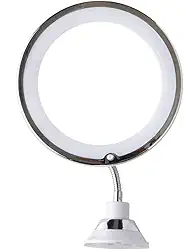 ESPELHO DE MESA/PAREDE FLEXIVEL COM LED+VENTOSA 30X17,5CM - Espelho Flexível para Mesa e Parede, Iluminação Profissional para Banheiro e Quarto - Prático e Ajustável