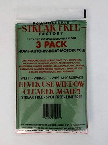 Streak Free FactoryBcwholesale Microfiber Cleaning Cloth 16 x 16 inch 3 Pack (Green)
