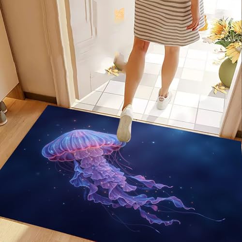 Tapis lavable méduses des profondeurs antidérapant violet 60x90