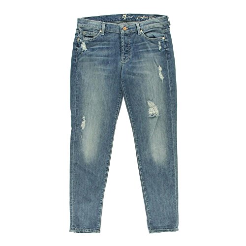 7 For All Mankind Women's Josephina Jean with Rolled Hem in Sun Bleach Destroy