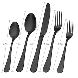 Matte Black Silverware Set Satin Finish 20 Piece Stainless Steel Flatware SetKitchen Utensil Set Service for 4Tableware Cutlery Set for Home and Restaurant Dishwasher Safe