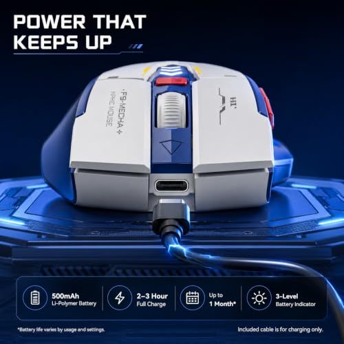 inphic A9 Kabellose Gaming‑Maus, wiederaufladbar, RGB, 12800 DPI – Ansicht 6