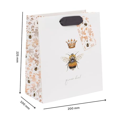 Glick Mittelgroße Geschenktüte Bienenkönigin 225 x 200 x 100 mm Luxus Recycelbare Tasche für Geburtstage & Feiern
