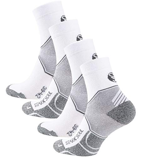 STARK SOUL Quarter Performance Sportsocken, Funktionssocken für Damen & Herren (2 Paar), Laufen, Joggen, Radsport, Fitness, Triathlon, Wandern, Weiss, 43-46