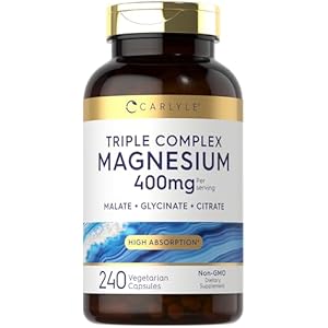 Carlyle Triple Magnesium Complex | 400 mg | 240 Capsules | Magnesium Malate, Glycinate & Citrate | Vegetarian, Non-GMO, and Gluten Free Supplement