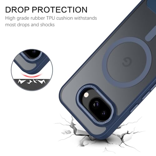 Coque Pixel 9A compatible Google avec support magnétique bleu mat GUAGUA