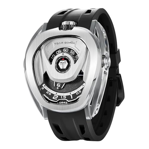 Image of TSAR BOMBA Watches for Men Automatic Watches Stainless Steel Mechanical Mens Watches Japan Movement Viton Strap Men's Wrist Watches Interchangeable 100m Waterproof Luxury Designer Watches Gift for Men