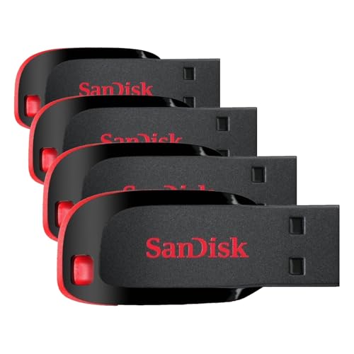 Image of SanDisk 32GB Cruzer Blade USB 2.0 Flash Drive- SDCZ50-032G-B35, Black (Pack of 4)