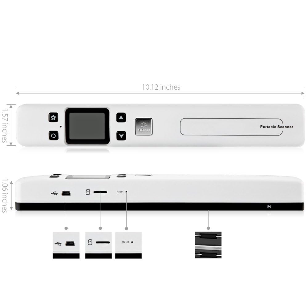1050 Dpi Portátil A4 Papel Documento Escáner Pen Wireless Book Scanner (Blanco)