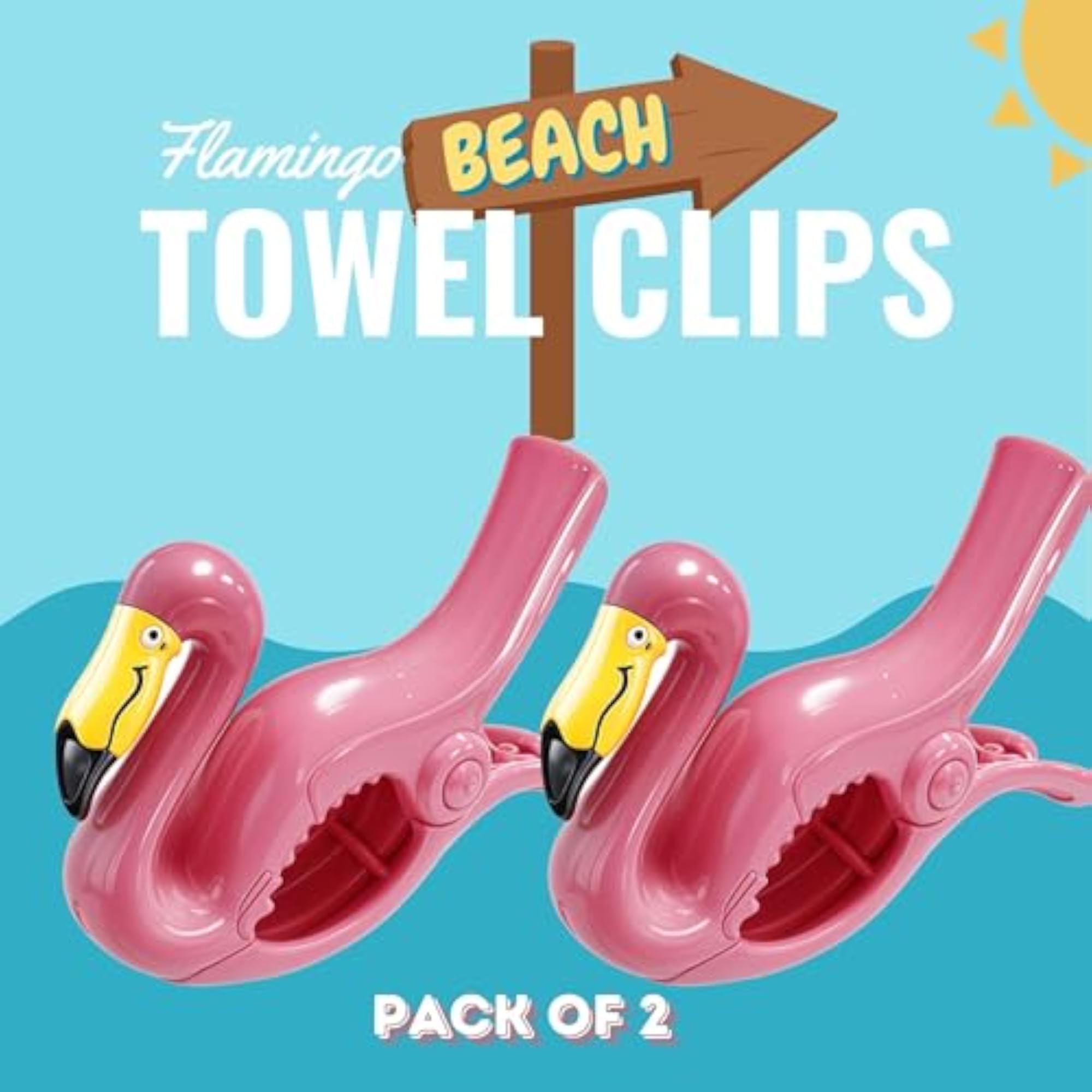 2 Pack Flip Flop Beach Towel Clips, Portable Holder