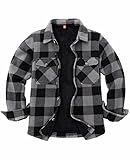 ThCreasa Black Flannel for Boys Kids Winter Sherpa Fleece Lined Buffalo Plaid Girls Flannel Shirt Jacket Grey XL 14-16