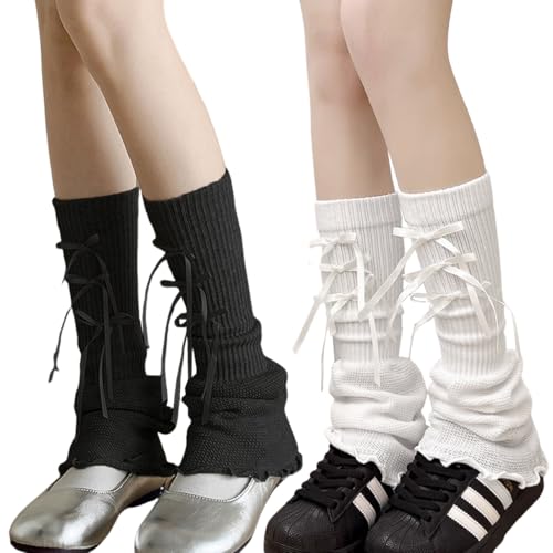 Image of SherryDC Womens Y2k Knit Leg Warmers Harajuku Japanese Long Boot Socks Kawaii Lolita Winter Leg Cover