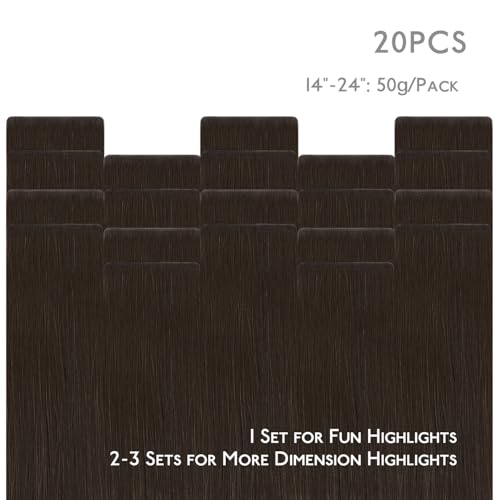 Image of WENNALIFE Invisi Edge Tape in Hair Extensions Human Hair,#2A,18 Inch