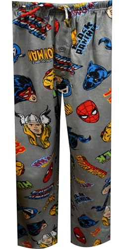 Briefly Stated Mens Marvel Comics Avengers Cast Gray Silky Fleece Lounge Pants (Medium), Grey