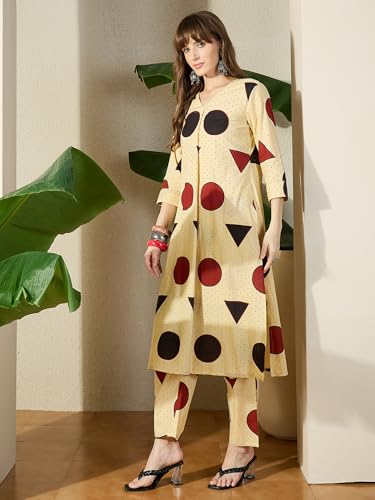 Image of INDO ERA Women Pure Cotton Kurta Palazzo Set | Printed Kurta with Palazzo Pants | Summer Friendly, Office Wear Co-Ord Set | Cord Set For Women Cotton